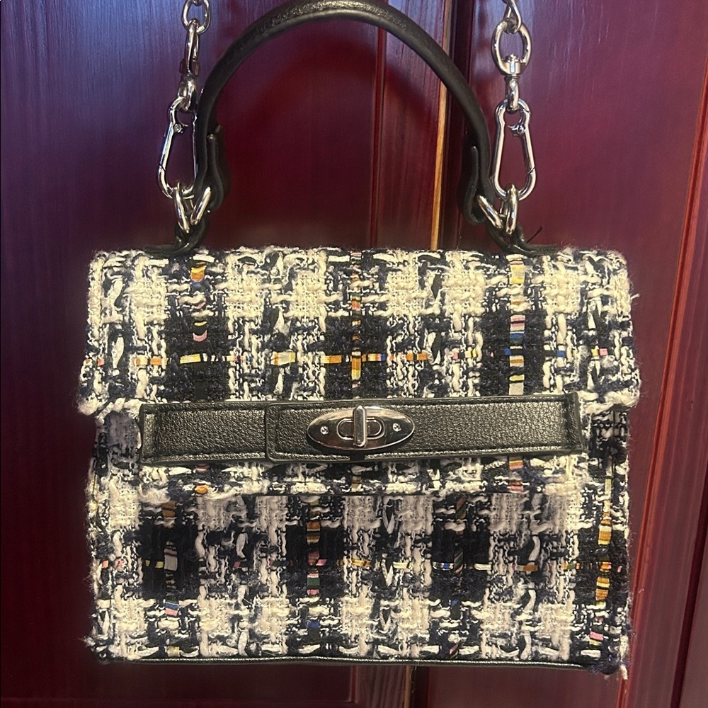 Madden NYC Black and Multicolor Tweed Shoulder Bag